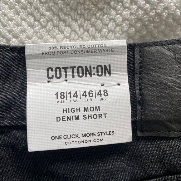 🖤👖 High-Waisted Denim Shorts by Cotton On - Size 14 for Effortless Style - Picture 3 of 4